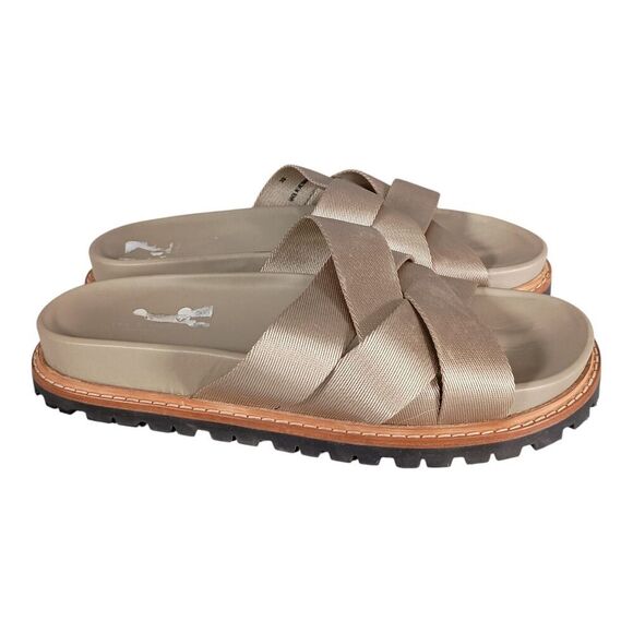 Rag & Bone Platform Sandal Slide Slip on Chunky Shoe Taupe Canvas Leather 39/9 - Picture 2 of 10